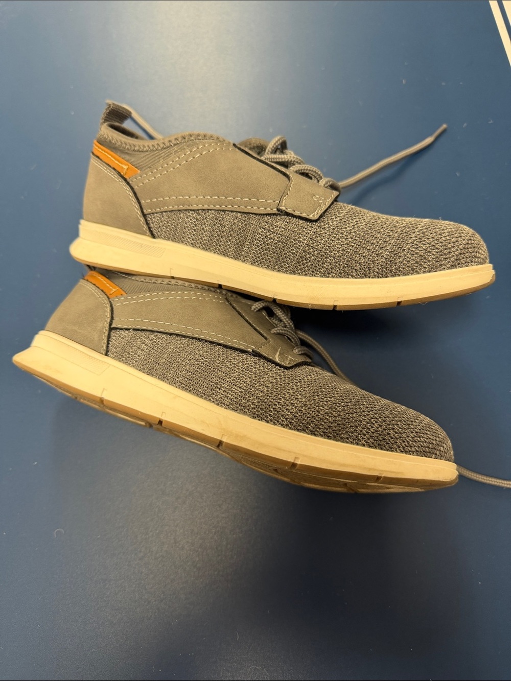 Sonoma Boys Lace-Up Sneakers in Gray and Tan with Orange Accent BEST OFFER